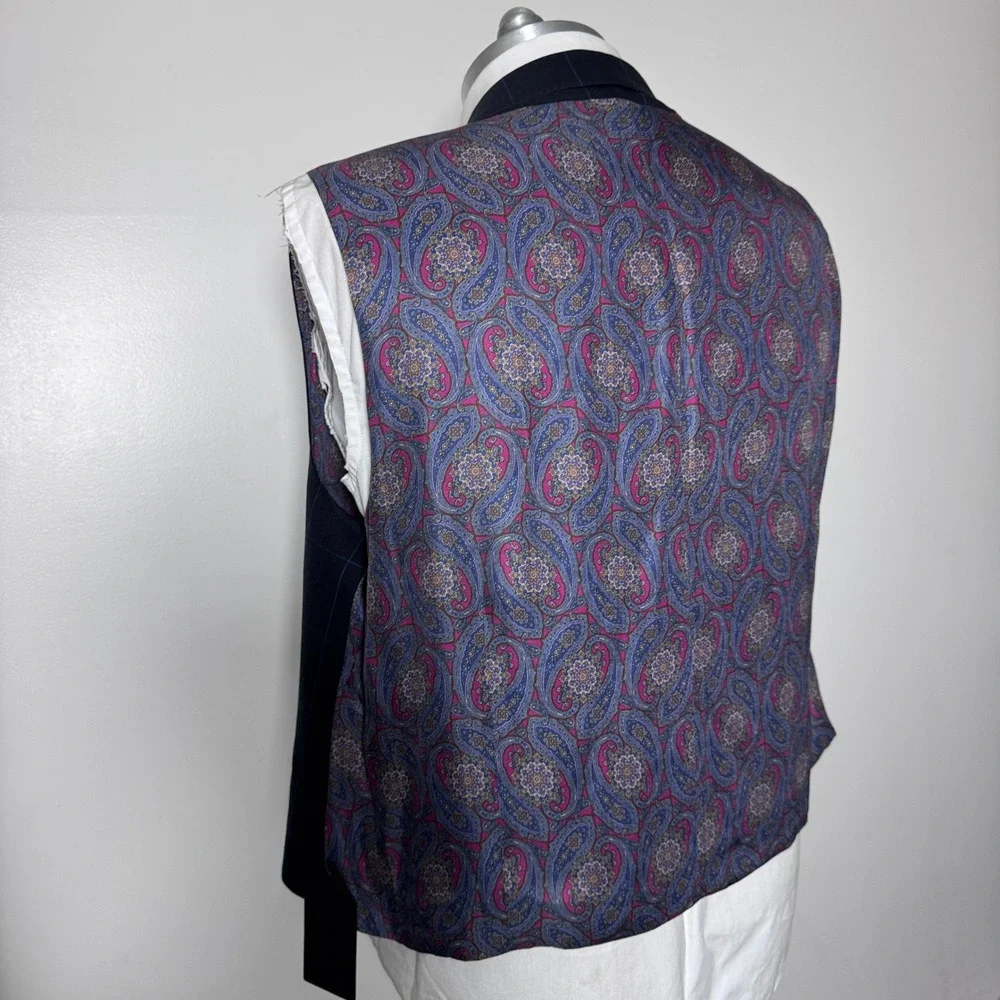 Custom Tailored 3-Piece Suit Mens 54L 50x34 Blue Windowpane Worsted Wool England